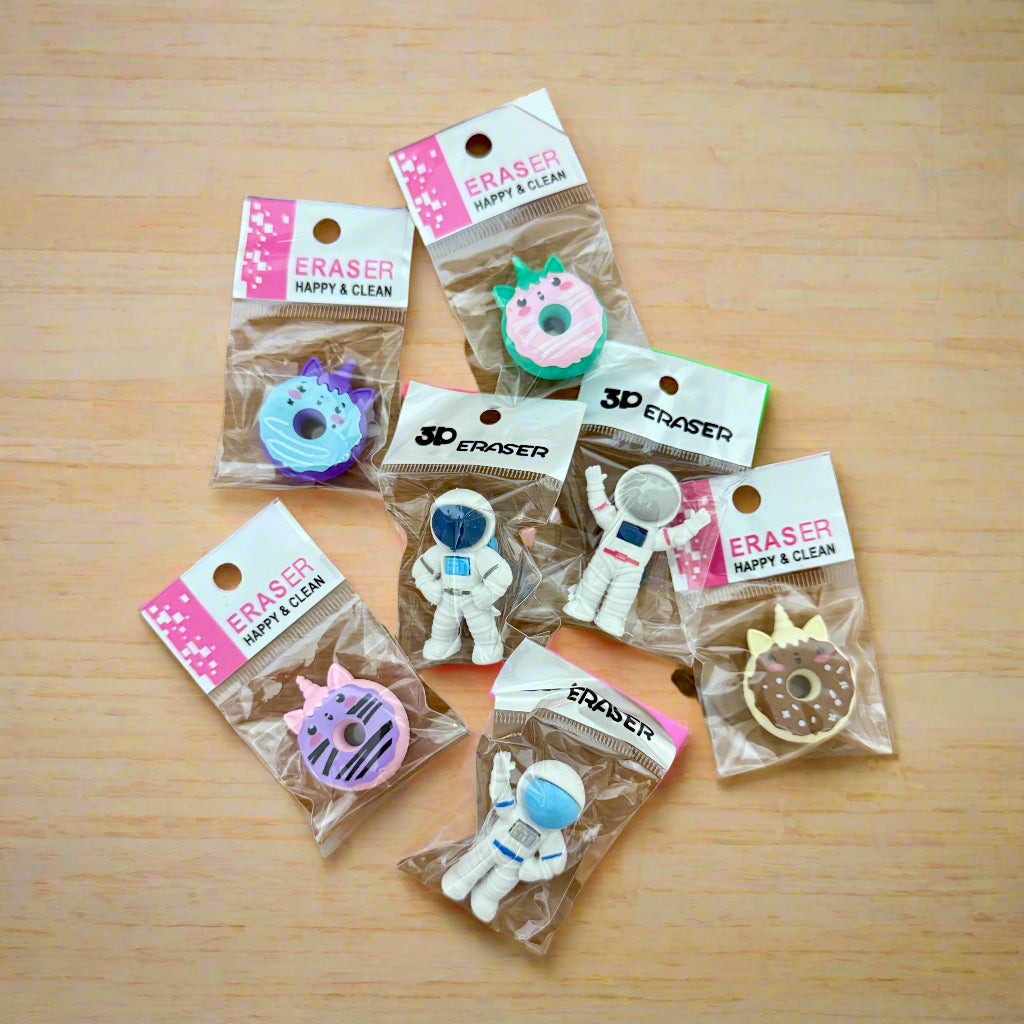 Donut and Astronaut Eraser (10 Pieces)