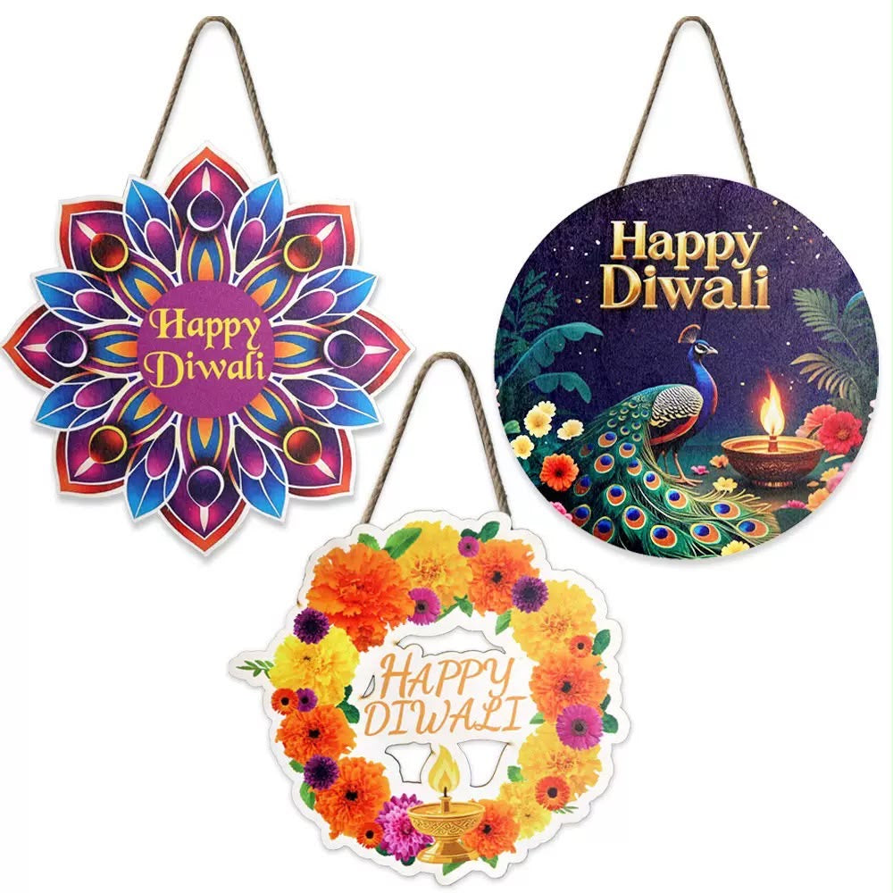 Indian Diwali Wooden Sign Decoration | Multiple Designs