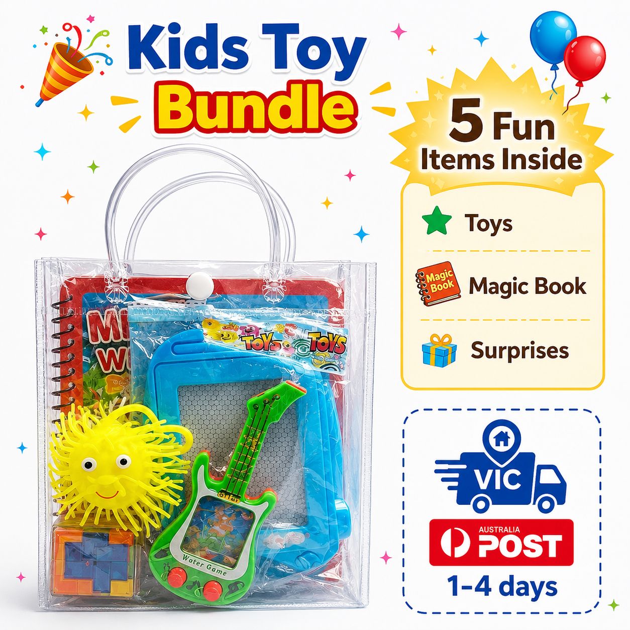 Kids Party Bag Bundle – Mystery Set (5pcs) – Birthday Favors Australia Kids Party Bag Australia - KOI KOI INBOX