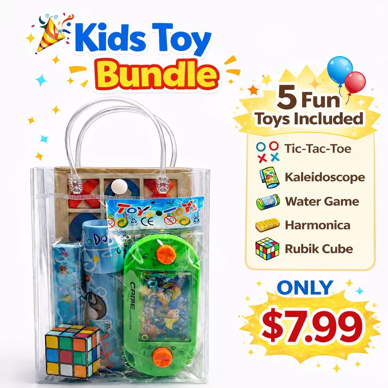 Kids Party Bag Bundle – Puzzle & Classic Toys Set (5pcs) – Party Favors AU Kids Party Bag Australia - KOI KOI INBOX