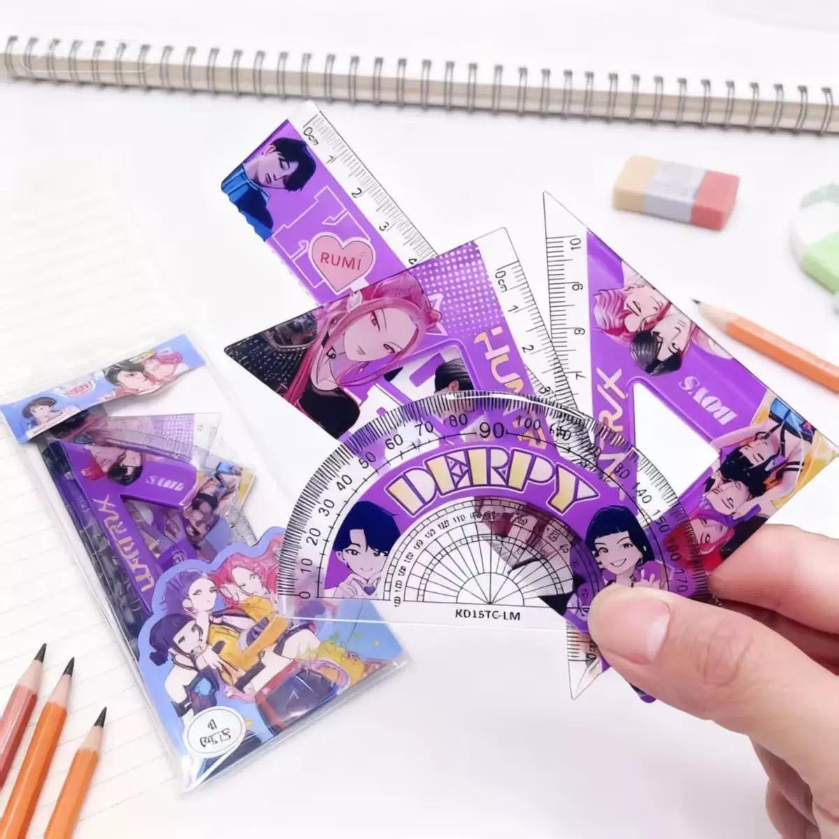 Kpop Demon Hunters Geometry Rulers Set Kids Party Bag Australia - KOI KOI INBOX