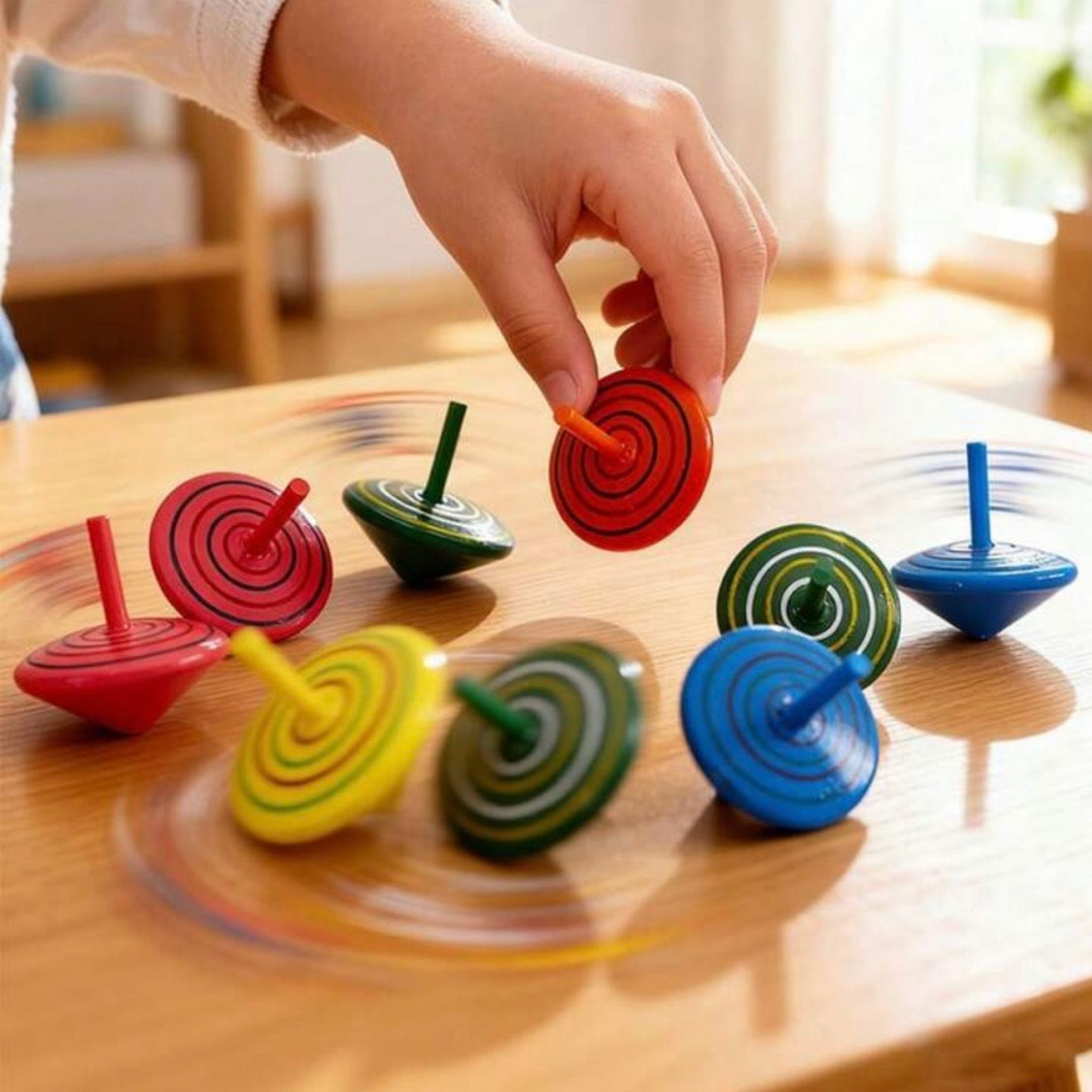 Wooden Spinning Tops (12 in a pack)
