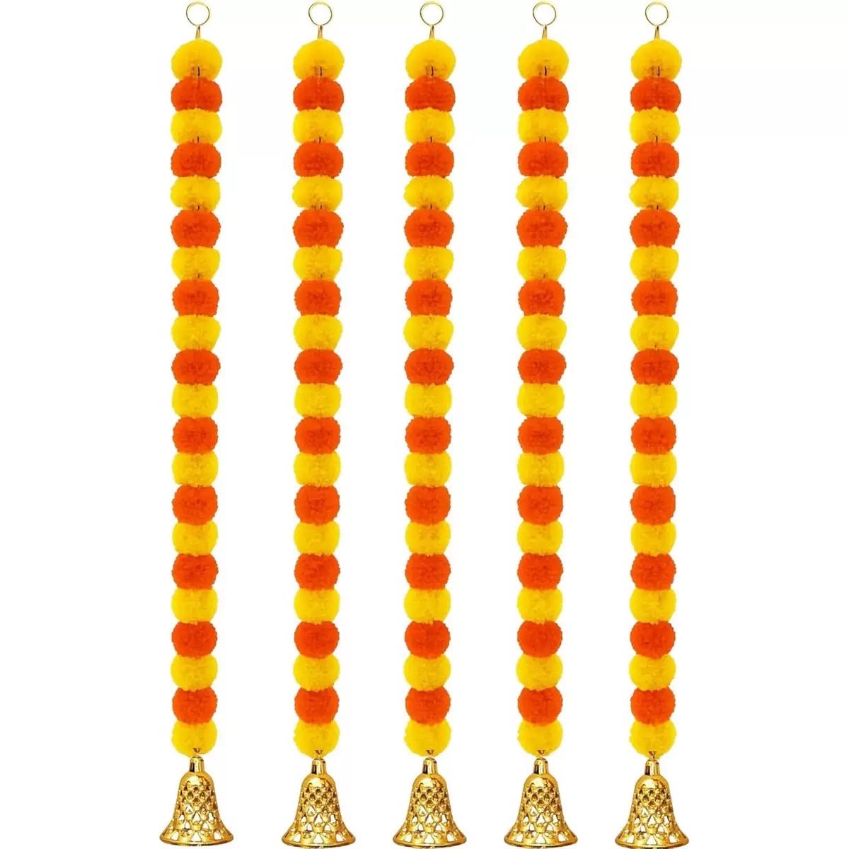 Indian Diwali Artificial Marigold with Bells Decoration