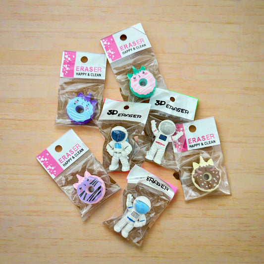 Donut and Astronaut Eraser (10 Pieces)