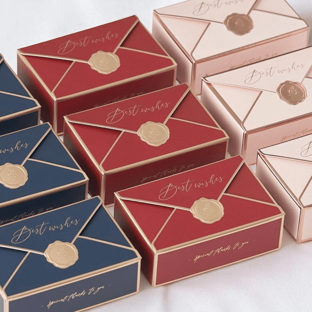 Elegant Envelope Style Wedding Favour Boxes with Gold Foil Seal – Luxury Gift Packaging（20pcs) Kids Party Bag Australia - KOI KOI INBOX