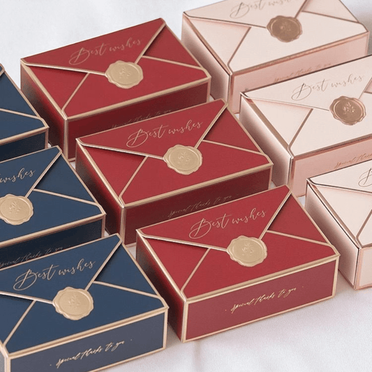 Elegant Envelope Style Wedding Favour Boxes with Gold Foil Seal – Luxury Gift Packaging（20pcs) Kids Party Bag Australia - KOI KOI INBOX