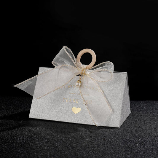 Elegant Glittering Wedding Favour Gift Box with Ribbon & Pearl Charm – Premium Party Gift Packaging(20pcs) Kids Party Bag Australia - KOI KOI INBOX