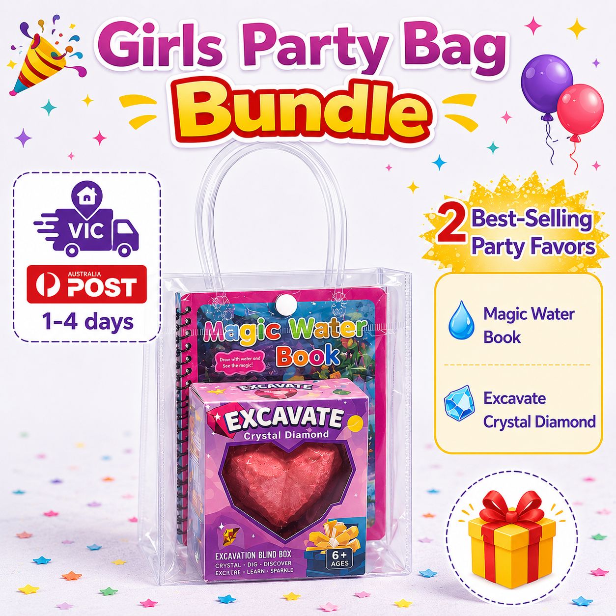 Girls Excavate Fun + Magic Book Bundle Kids Party Bag Australia - KOI KOI INBOX