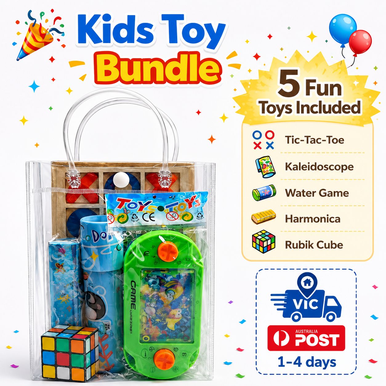 Kids Party Bag Bundle – Puzzle & Classic Toys Set (5pcs) – Party Favors AU Kids Party Bag Australia - KOI KOI INBOX
