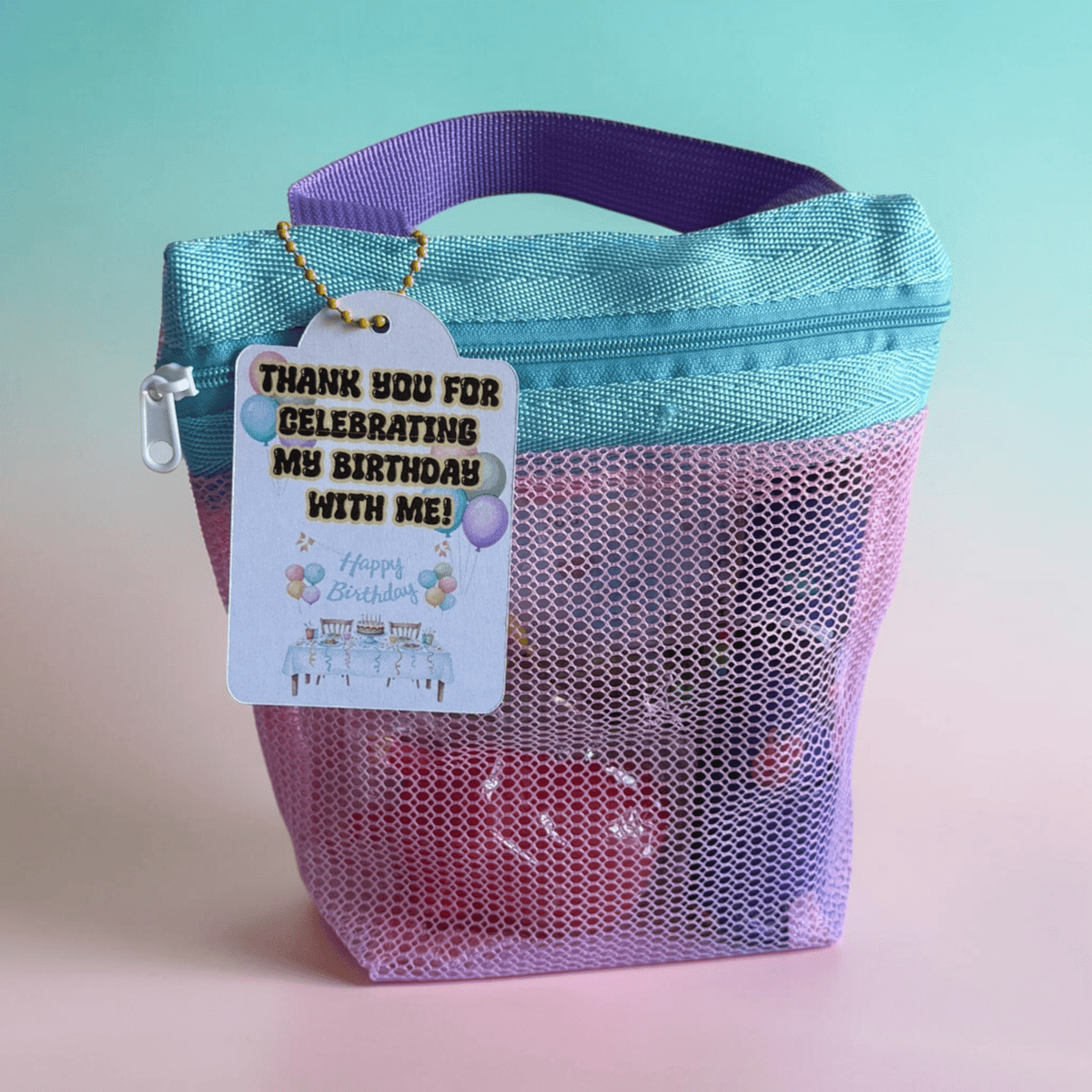 Kids Party Goodie Mesh Bag Set – 4 Favours + Thank you Tag Kids Party Bag Australia - KOI KOI INBOX