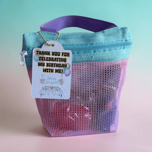 Kids Party Goodie Mesh Bag Set – 4 Favours + Thank you Tag Kids Party Bag Australia - KOI KOI INBOX