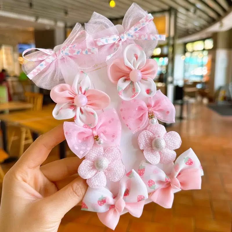 Pink Bow Hair Clips (8pcs in a pack) Kids Party Bag Australia - KOI KOI INBOX